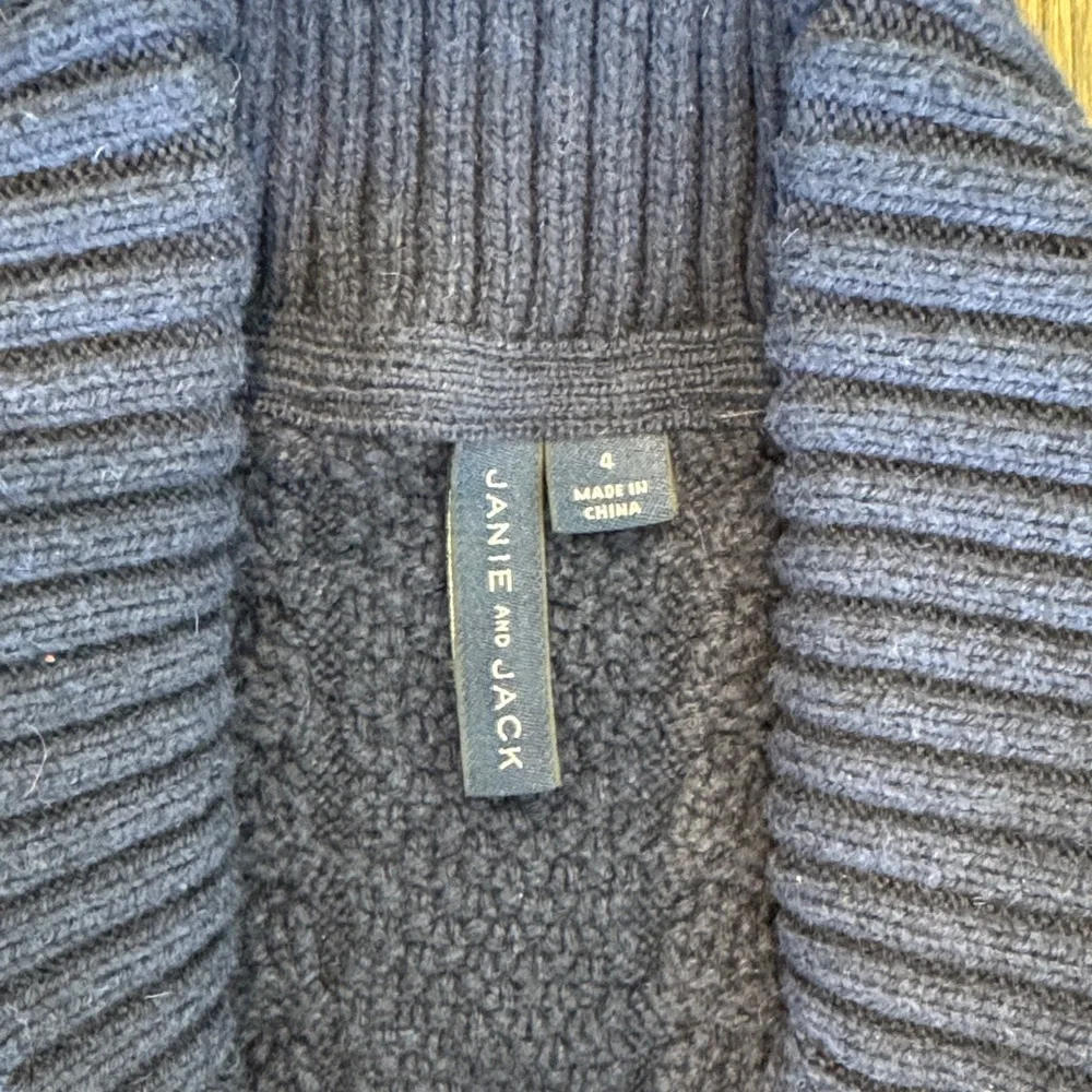 Janie and Jack Navy Cable Knit Shawl Collar Cardigan